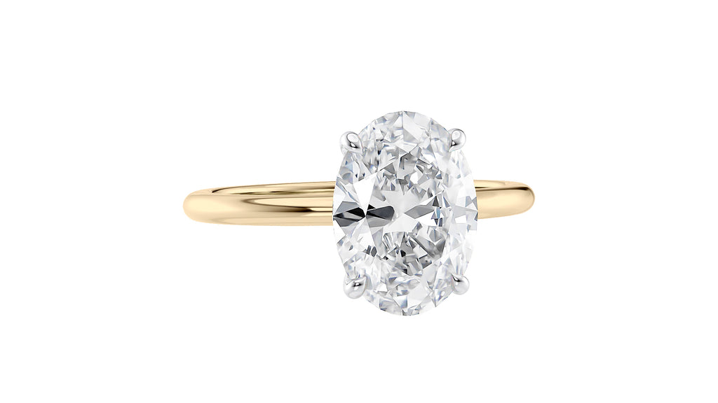 Oval Solitaire Slim Band Diamond Engagement Ring