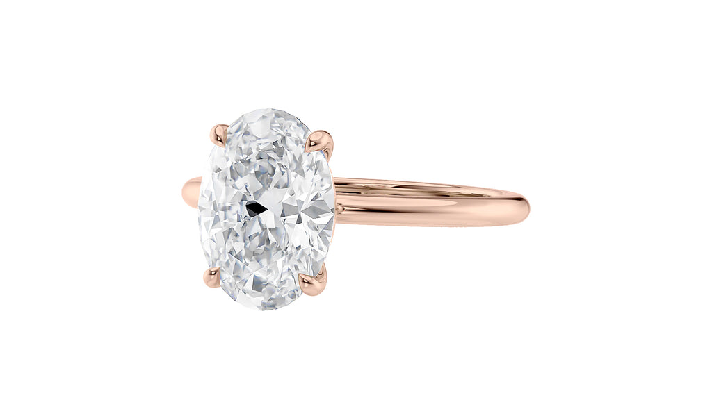 Oval Solitaire Slim Band Diamond Engagement Ring