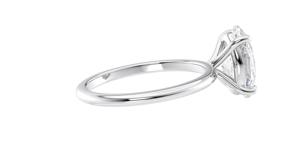 Oval Solitaire Slim Band Diamond Engagement Ring