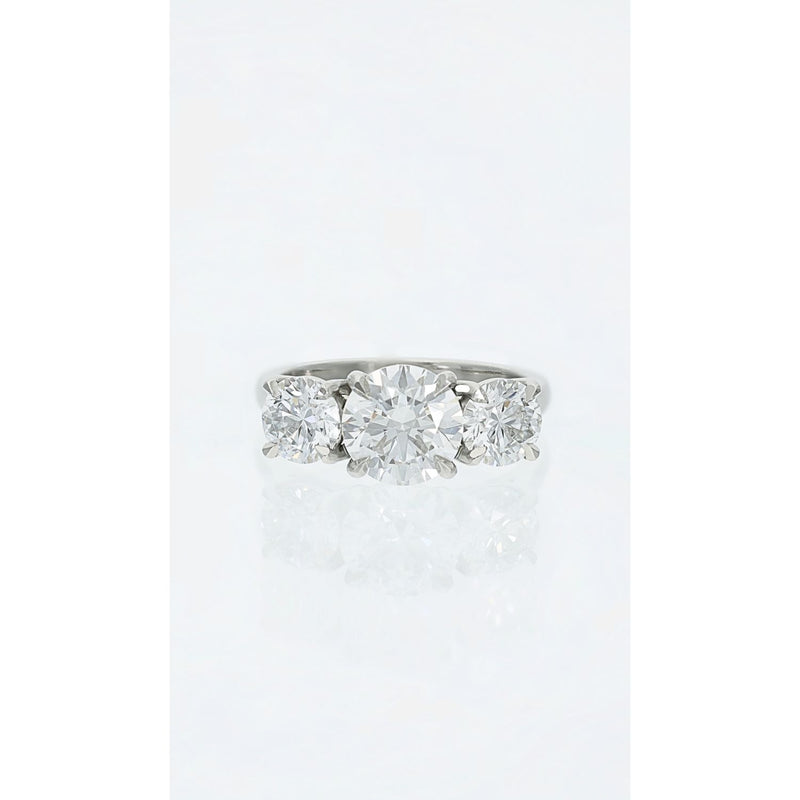 three stone diamond ring 3.72ct D VVS2 platinum