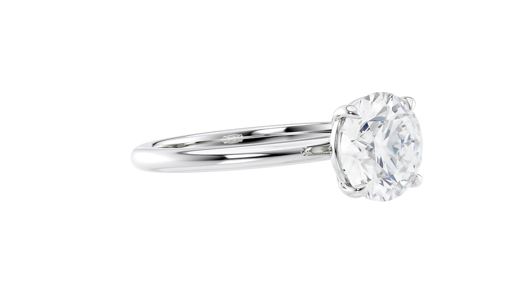 Round Solitaire Slim Band Diamond Engagement Ring