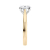 Tapered 18ct yellow gold band natural round diamond engagement ring end view.