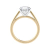 Tapered 18ct yellow gold band natural round diamond engagement ring side view.