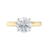 Tapered 18ct yellow gold band natural round diamond engagement ring front view.