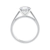 Tapered 18ct white gold band natural round diamond engagement ring side view.