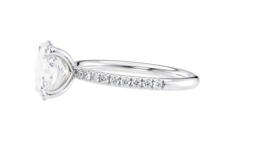 Oval Solitaire Slim Diamond Band Engagement Ring