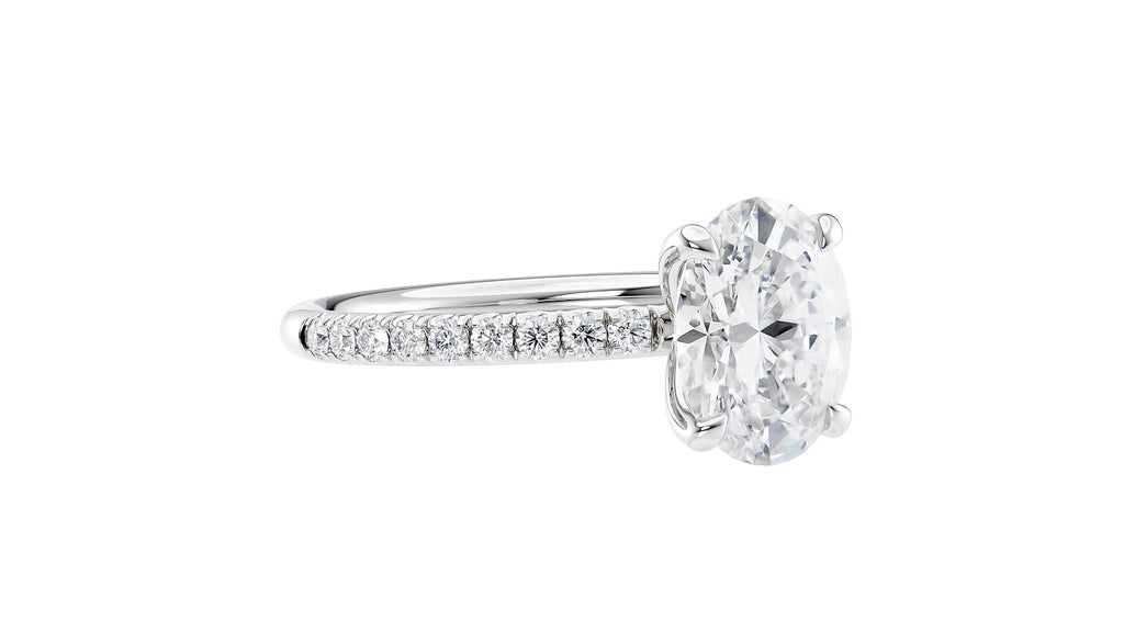 Oval Solitaire Slim Diamond Band Engagement Ring