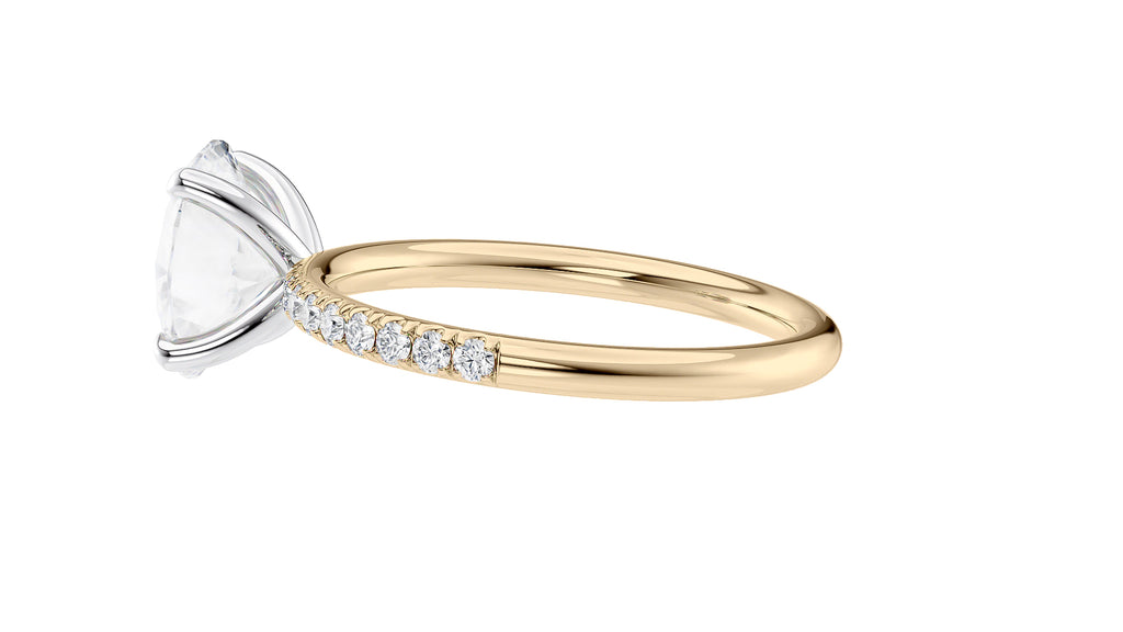 Oval Solitaire Slim Diamond Band Engagement Ring