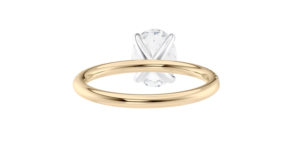Oval Solitaire Slim Diamond Band Engagement Ring