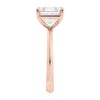 Asscher cut solitaire diamond engagement ring rose gold end view.