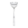 Asscher cut solitaire diamond engagement ring white gold end view.