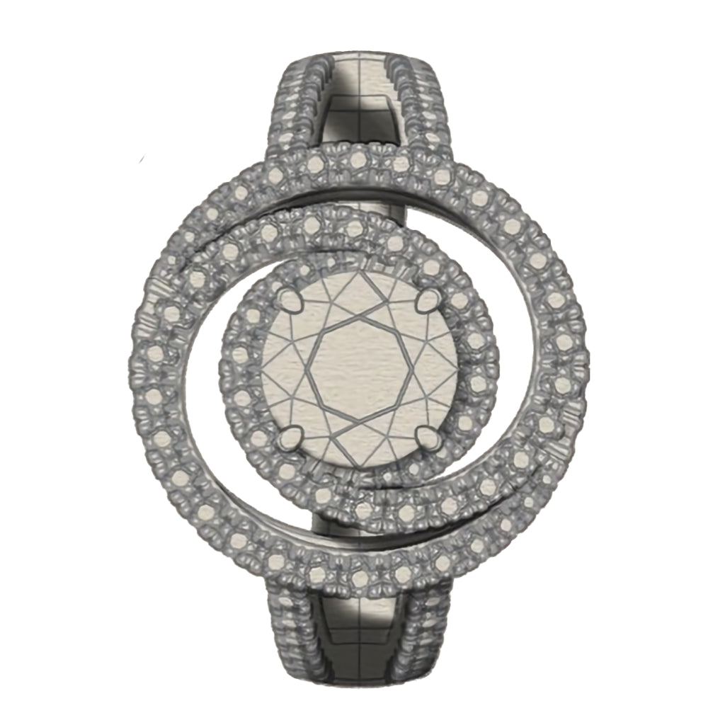 bespoke diamond ring drawing on a white background.,