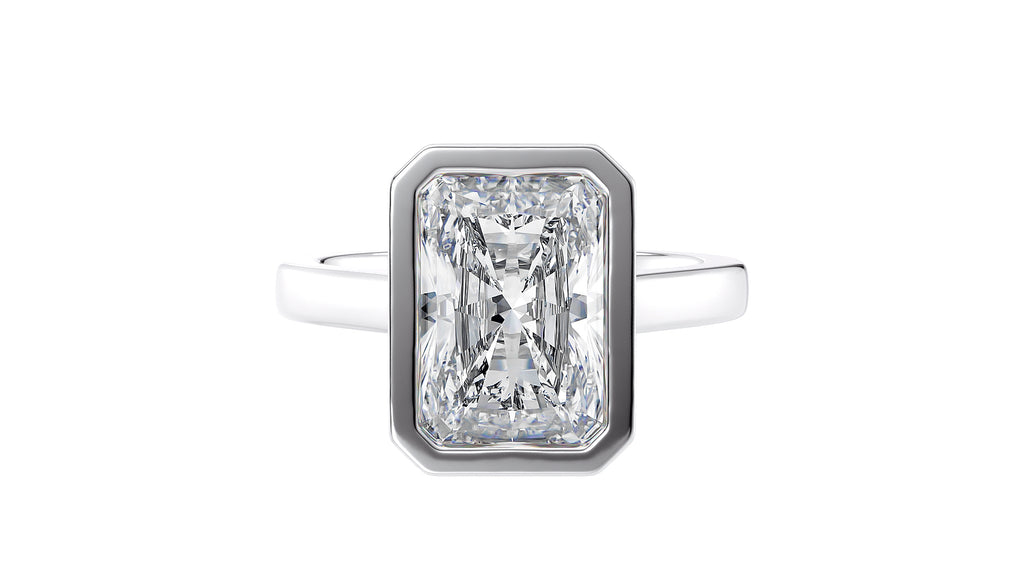 Emerald Cut Bezel Set Lab Grown Diamond Engagement Ring