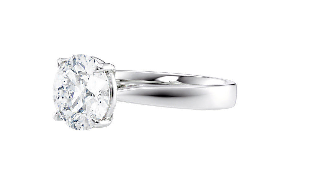 Round Solitaire Wide Band Diamond Engagement Ring