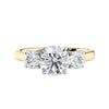 3 stone diamond engagement ring 18ct gold front view.