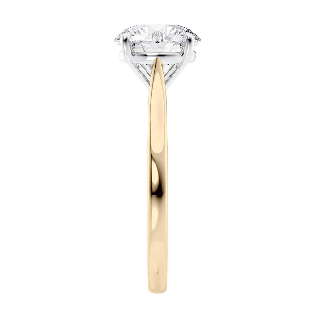 Classic diamond engagement ring gold end view.