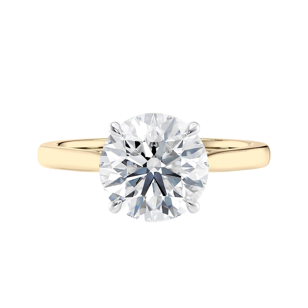 Classic diamond engagement ring gold front view.