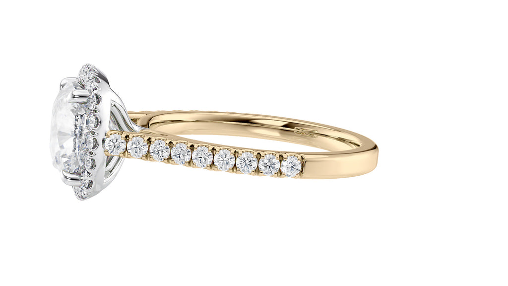 Cushion Cut Halo Classic Diamond Band Engagement Ring