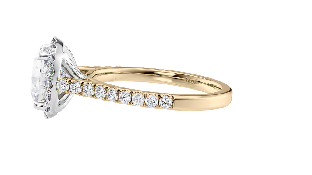 Cushion Cut Halo Classic Diamond Band Engagement Ring