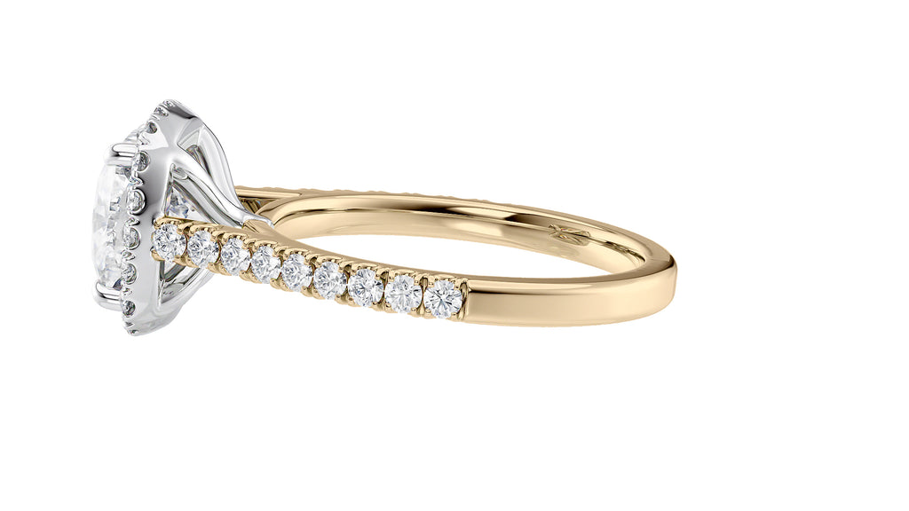 Cushion Cut Halo Classic Diamond Band Engagement Ring