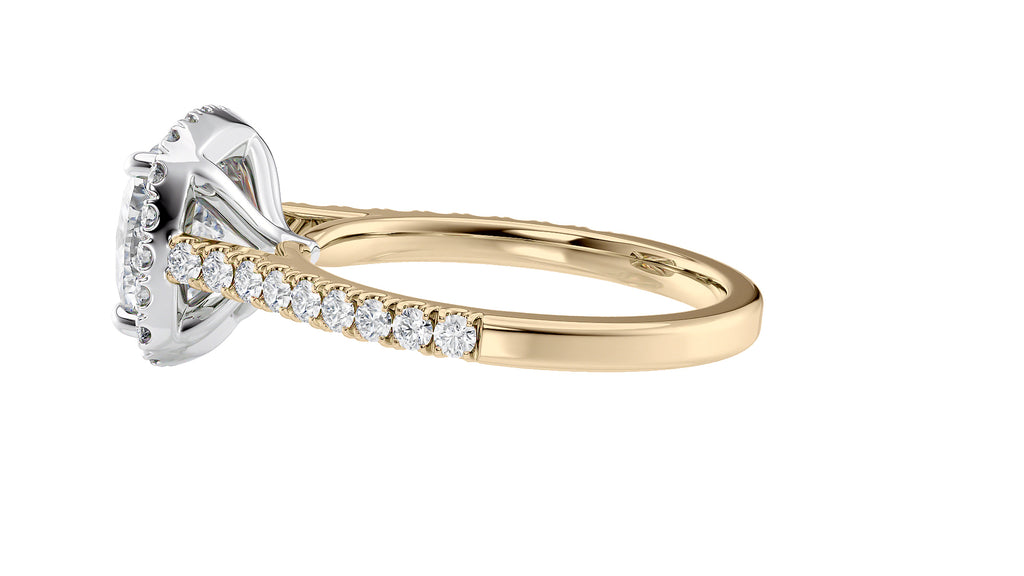 Cushion Cut Halo Classic Diamond Band Engagement Ring