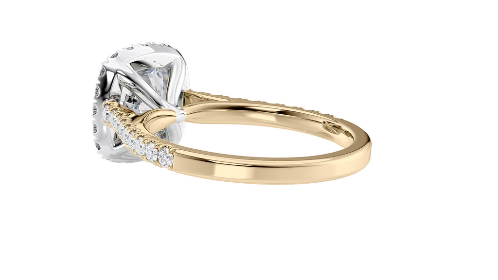 Cushion Cut Halo Classic Diamond Band Engagement Ring