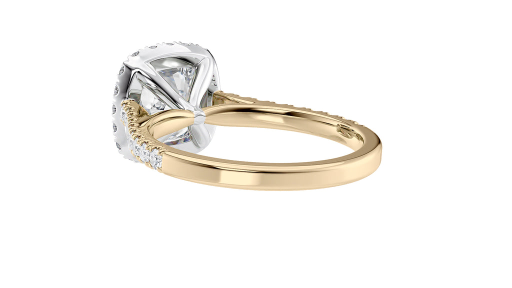 Cushion Cut Halo Classic Diamond Band Engagement Ring