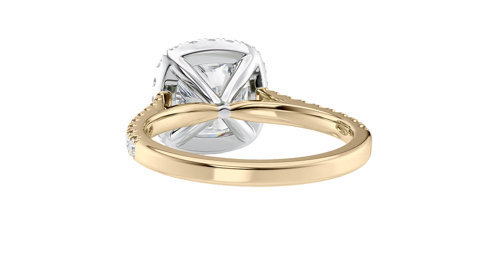 Cushion Cut Halo Classic Diamond Band Engagement Ring