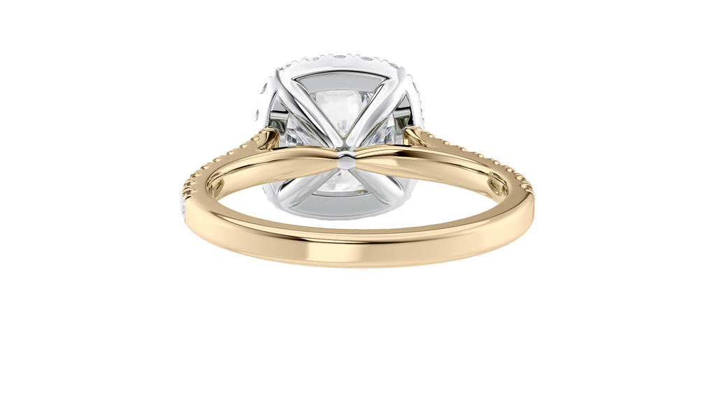 Cushion Cut Halo Classic Diamond Band Engagement Ring