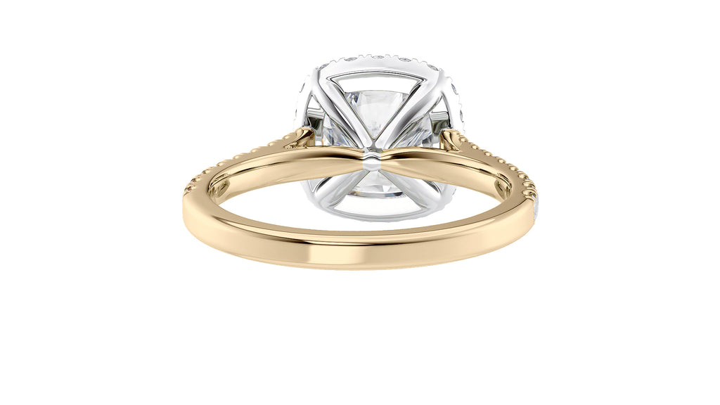 Cushion Cut Halo Classic Diamond Band Engagement Ring