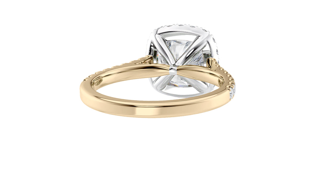 Cushion Cut Halo Classic Diamond Band Engagement Ring