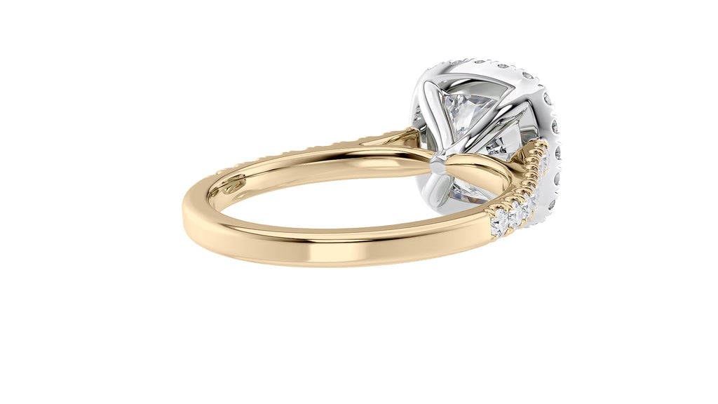 Cushion Cut Halo Classic Diamond Band Engagement Ring