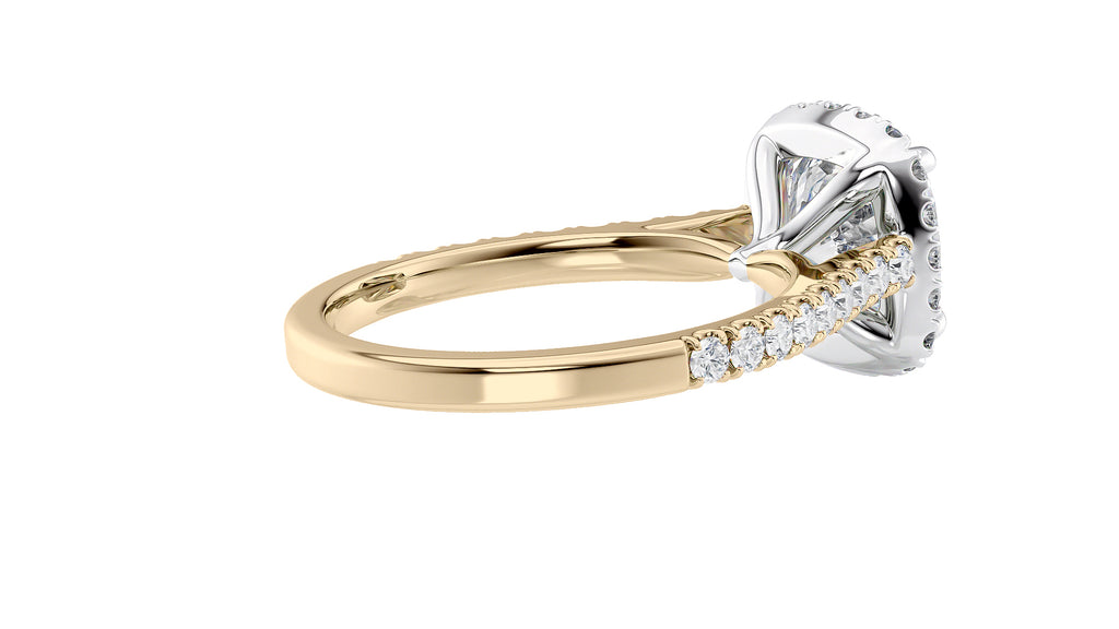 Cushion Cut Halo Classic Diamond Band Engagement Ring