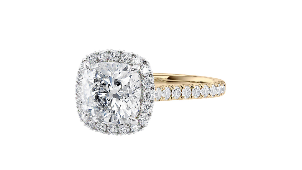Cushion Cut Halo Classic Diamond Band Engagement Ring