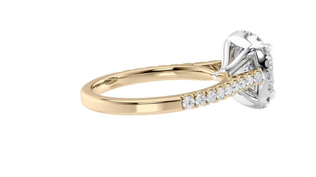 Cushion Cut Halo Classic Diamond Band Engagement Ring