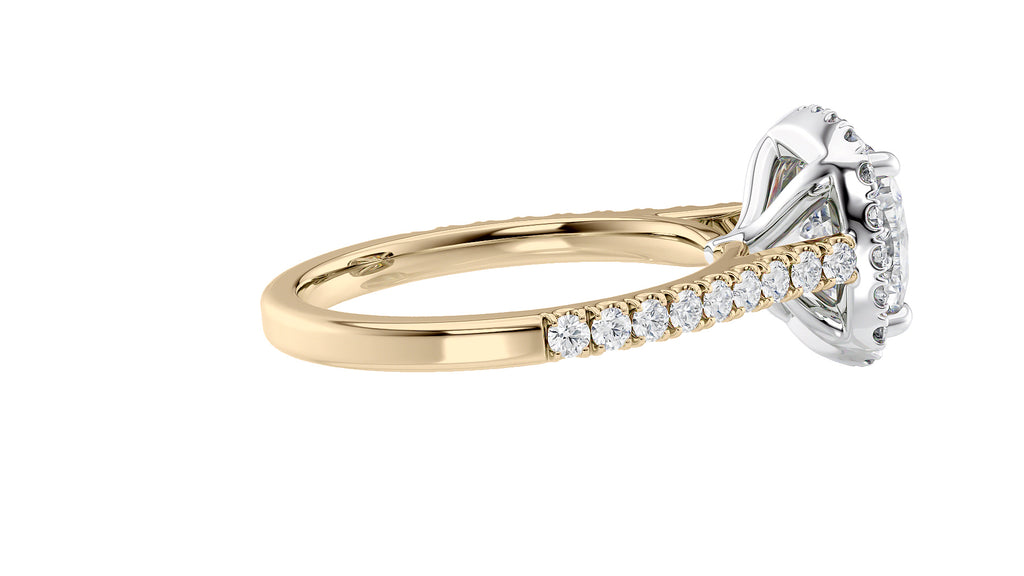 Cushion Cut Halo Classic Diamond Band Engagement Ring