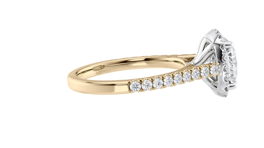 Cushion Cut Halo Classic Diamond Band Engagement Ring