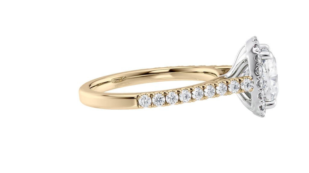 Cushion Cut Halo Classic Diamond Band Engagement Ring
