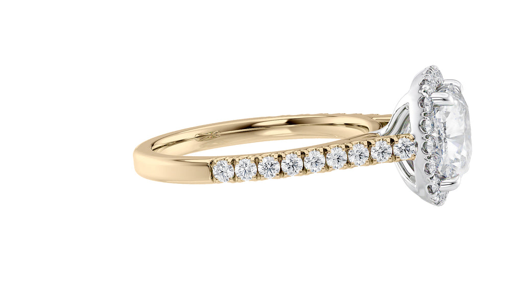 Cushion Cut Halo Classic Diamond Band Engagement Ring