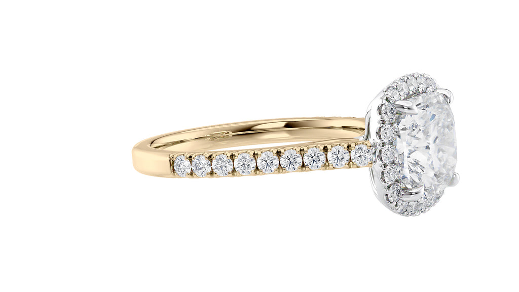 Cushion Cut Halo Classic Diamond Band Engagement Ring