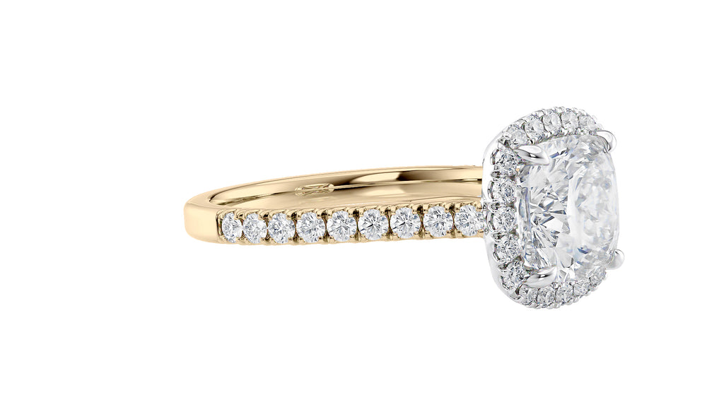 Cushion Cut Halo Classic Diamond Band Engagement Ring