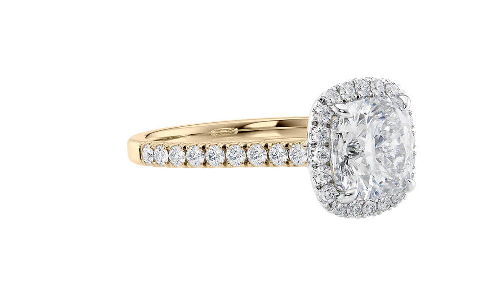 Cushion Cut Halo Classic Diamond Band Engagement Ring