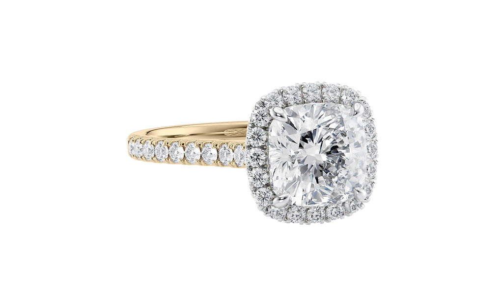 Cushion Cut Halo Classic Diamond Band Engagement Ring
