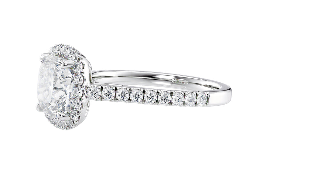 Cushion Cut Halo Classic Diamond Band Engagement Ring