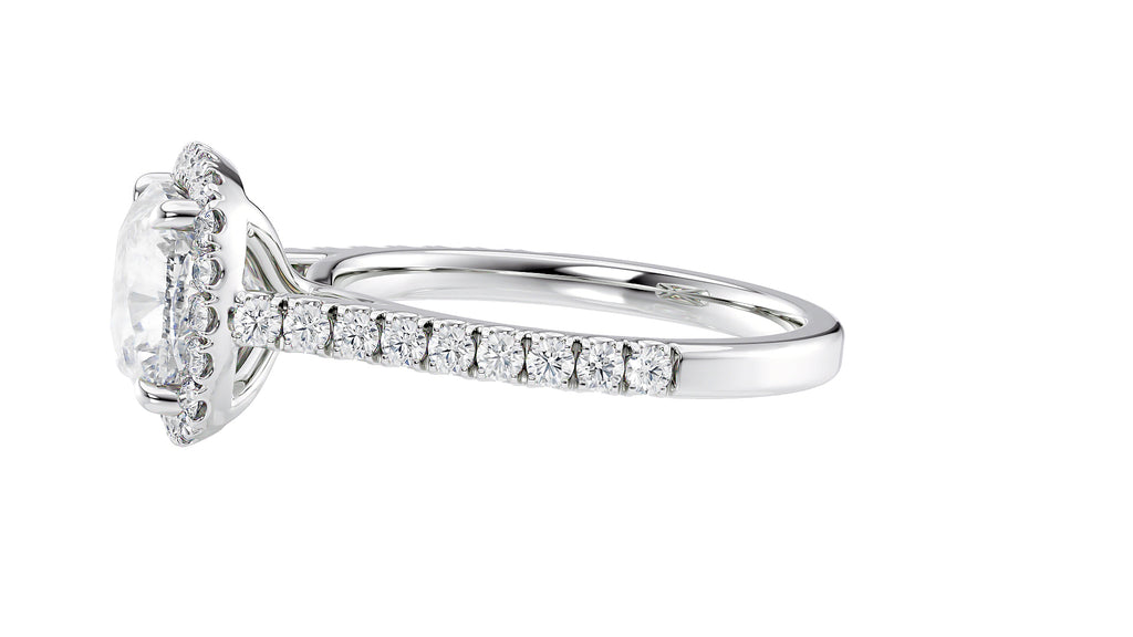 Cushion Cut Halo Classic Diamond Band Engagement Ring