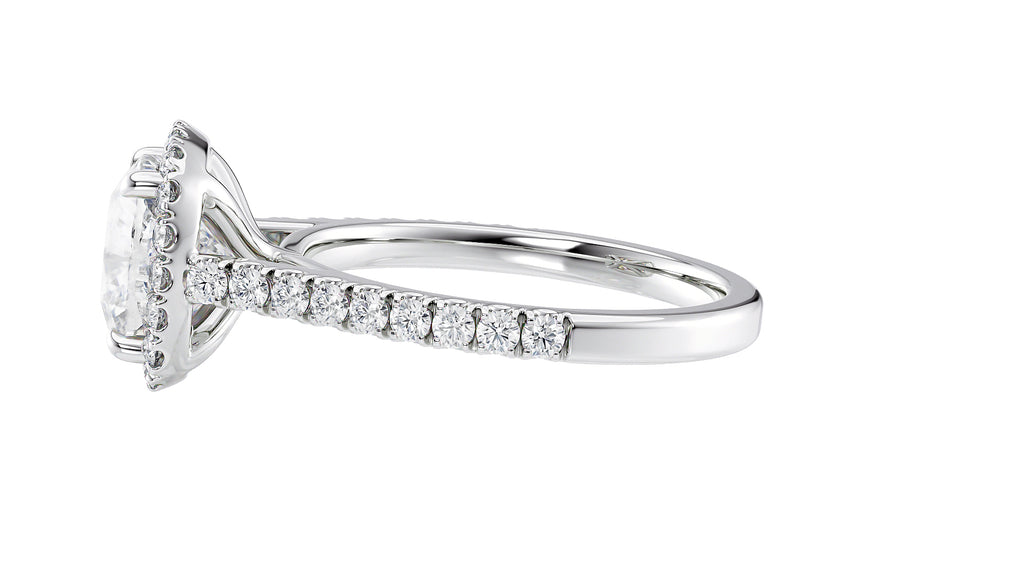 Cushion Cut Halo Classic Diamond Band Engagement Ring