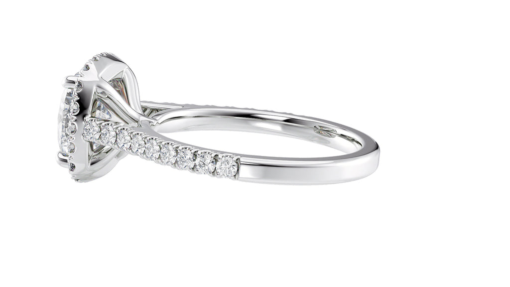 Cushion Cut Halo Classic Diamond Band Engagement Ring