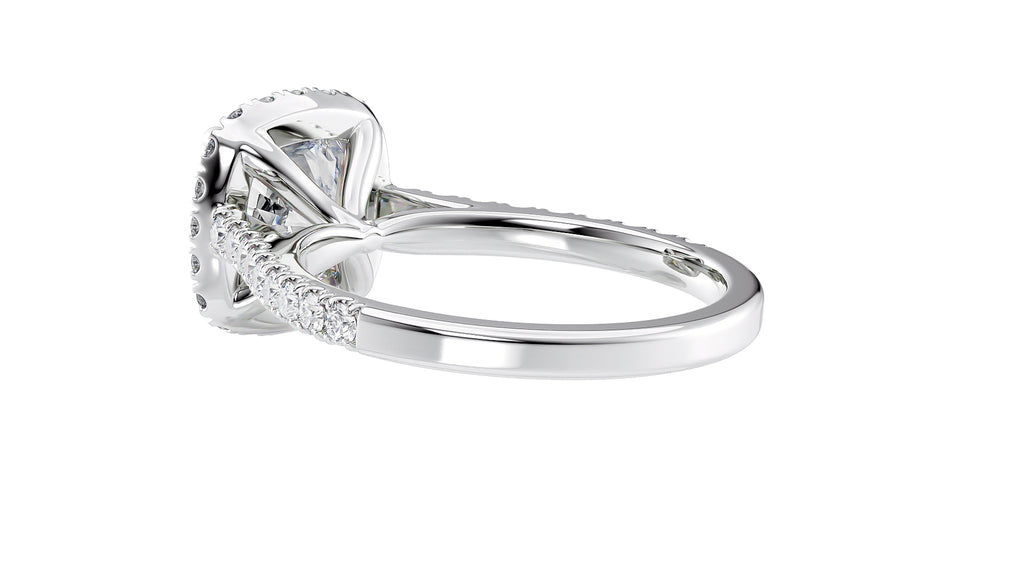 Cushion Cut Halo Classic Diamond Band Engagement Ring