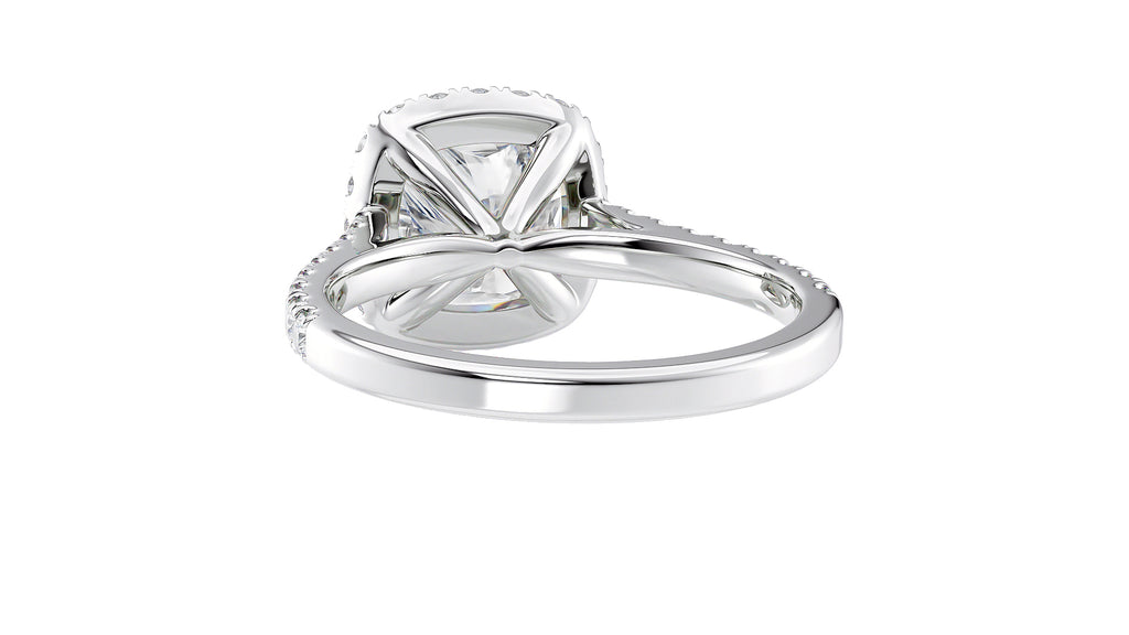 Cushion Cut Halo Classic Diamond Band Engagement Ring