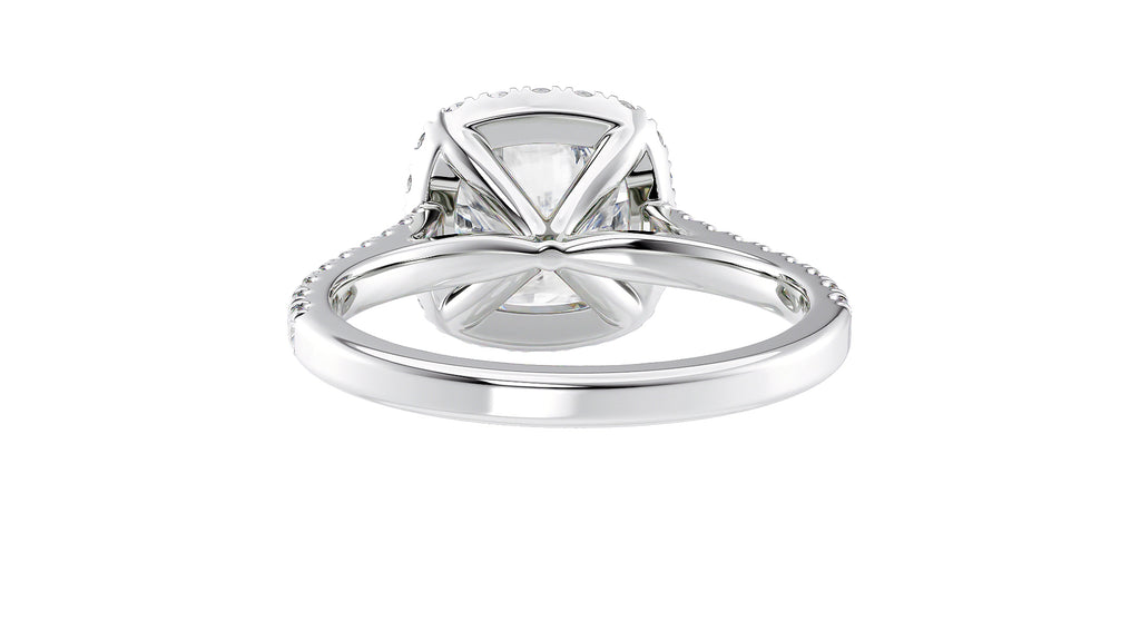 Cushion Cut Halo Classic Diamond Band Engagement Ring